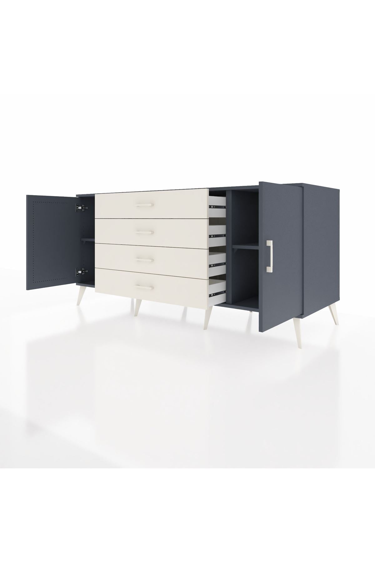 Kronos Konsol 2 Raflı 4 Çekmeceli 2 Kapaklı 176x59x83 - S610M001V16C