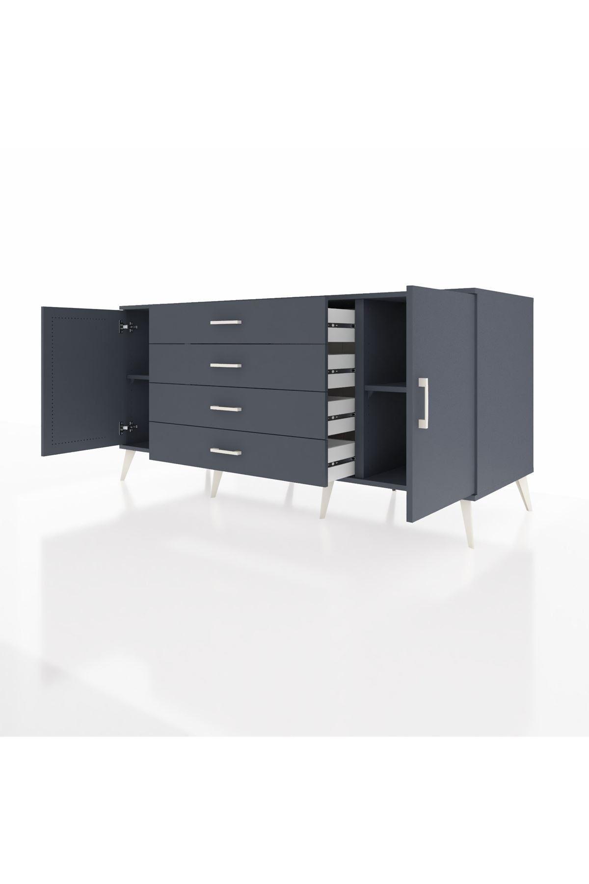 Kronos Konsol 2 Raflı 4 Çekmeceli 2 Kapaklı 176x59x83 - S610M001V17C