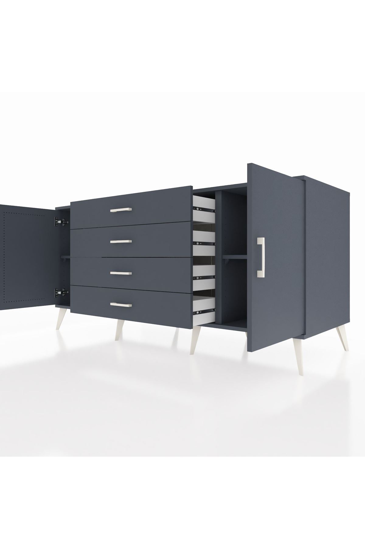 Kronos Konsol 2 Raflı 4 Çekmeceli 2 Kapaklı 176x59x83 - S610M001V17C
