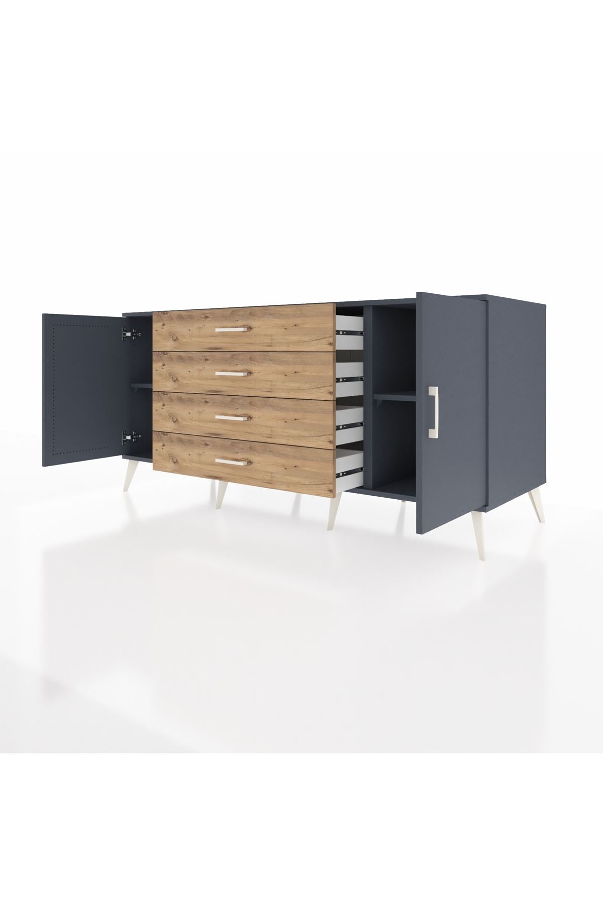 Kronos Konsol 2 Raflı 4 Çekmeceli 2 Kapaklı 176x59x83 - S610M001V18C