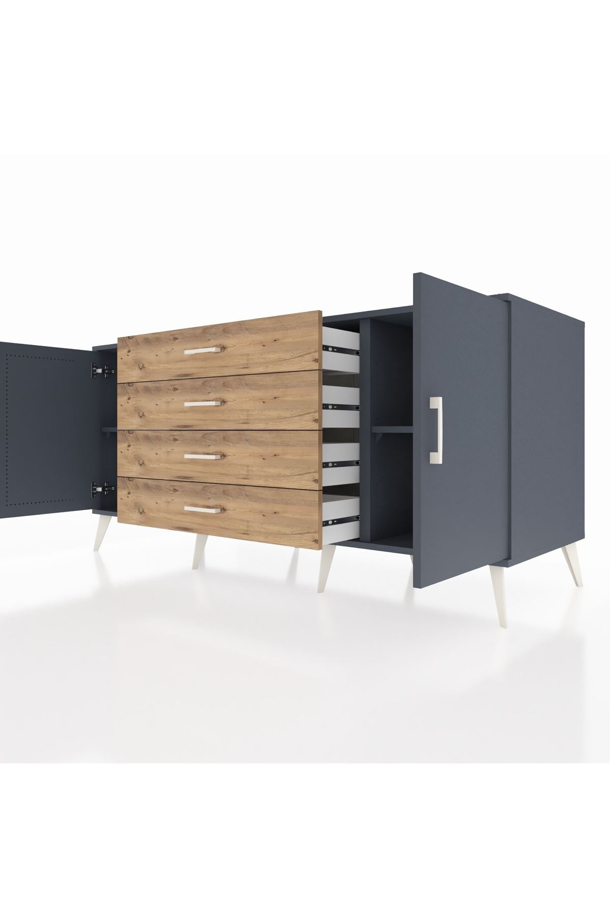 Kronos Konsol 2 Raflı 4 Çekmeceli 2 Kapaklı 176x59x83 - S610M001V18C