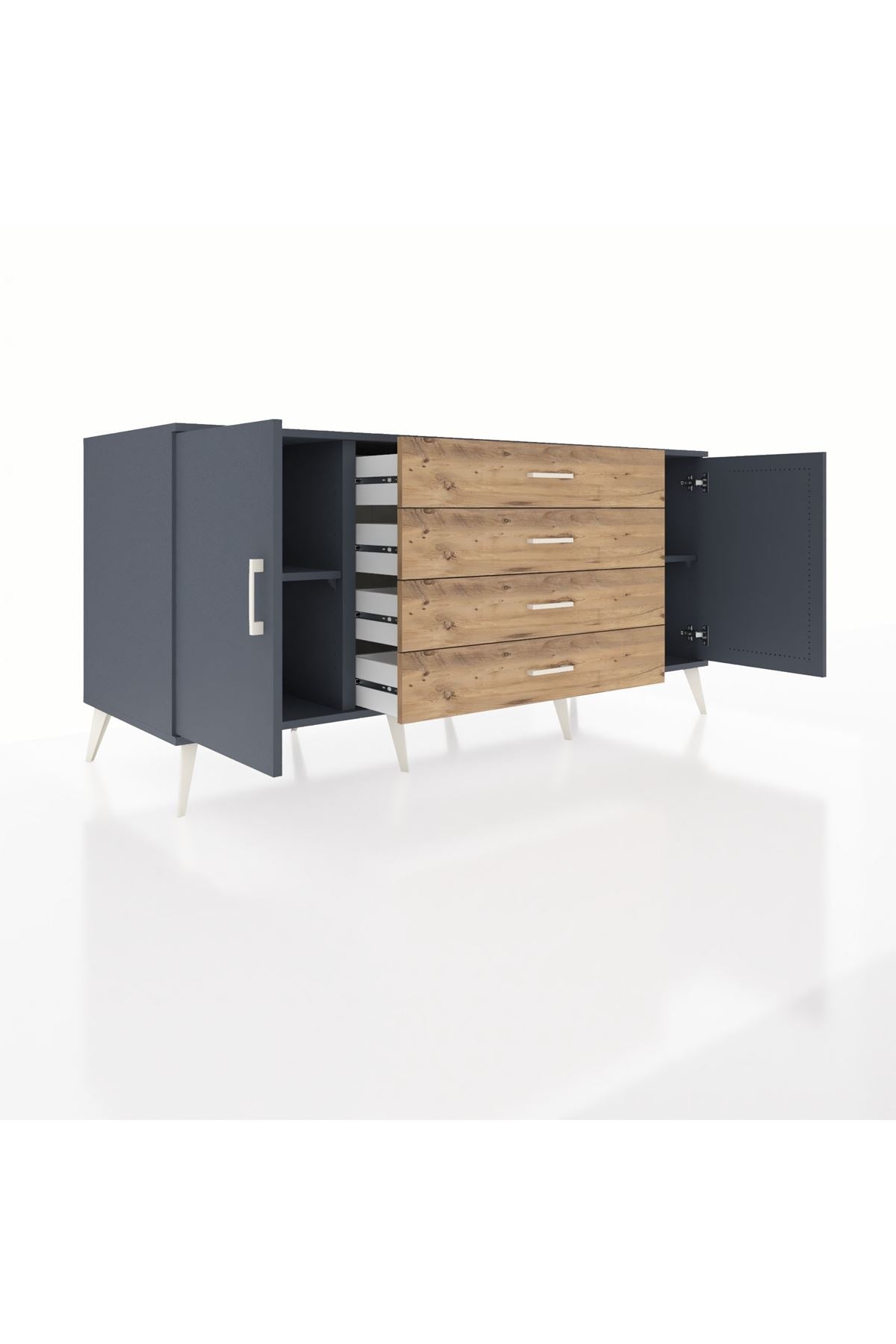 Kronos Konsol 2 Raflı 4 Çekmeceli 2 Kapaklı 176x59x83 - S610M001V18C