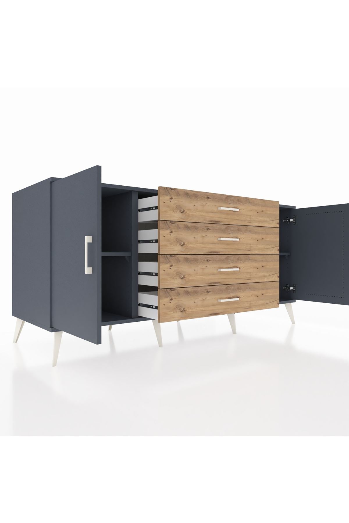 Kronos Konsol 2 Raflı 4 Çekmeceli 2 Kapaklı 176x59x83 - S610M001V18C