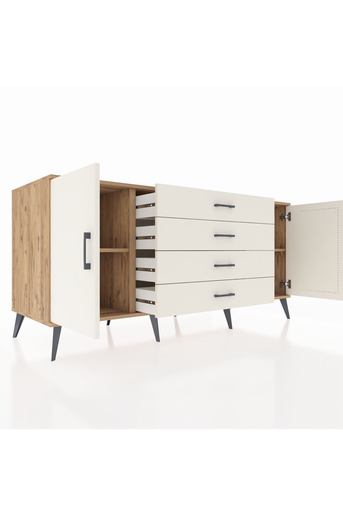 Kronos Konsol 2 Raflı 4 Çekmeceli 2 Kapaklı 176x59x83 - S610M001V22C