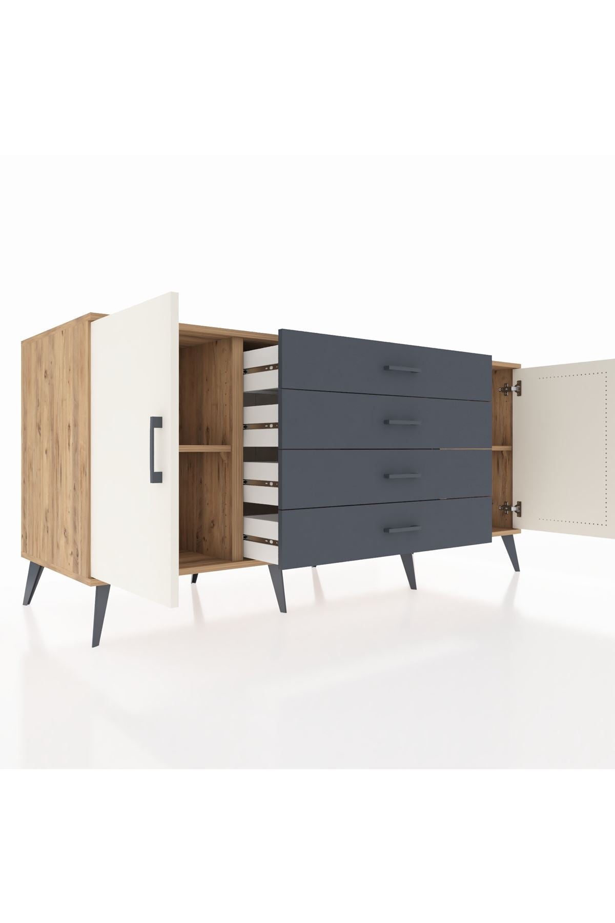 Kronos Konsol 2 Raflı 4 Çekmeceli 2 Kapaklı 176x59x83 - S610M001V23C