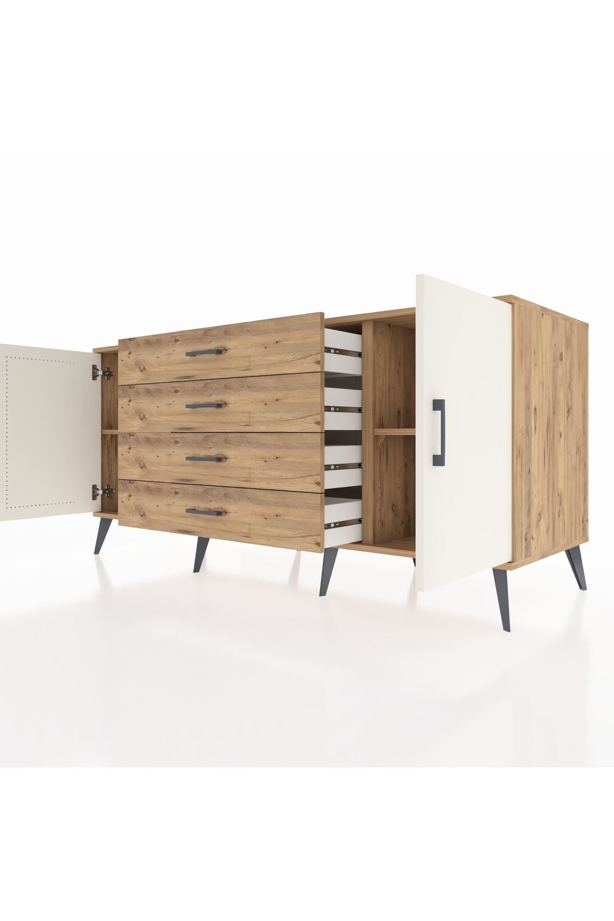 Kronos Konsol 2 Raflı 4 Çekmeceli 2 Kapaklı 176x59x83 - S610M001V24C