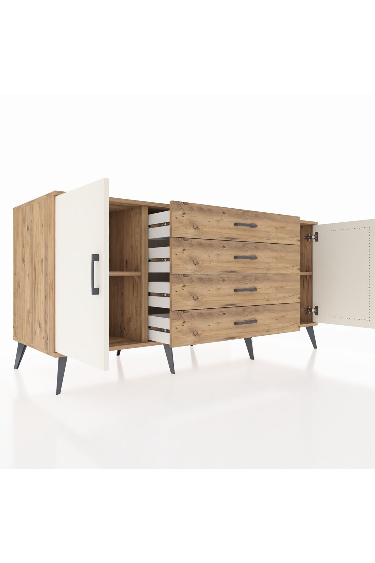 Kronos Konsol 2 Raflı 4 Çekmeceli 2 Kapaklı 176x59x83 - S610M001V24C