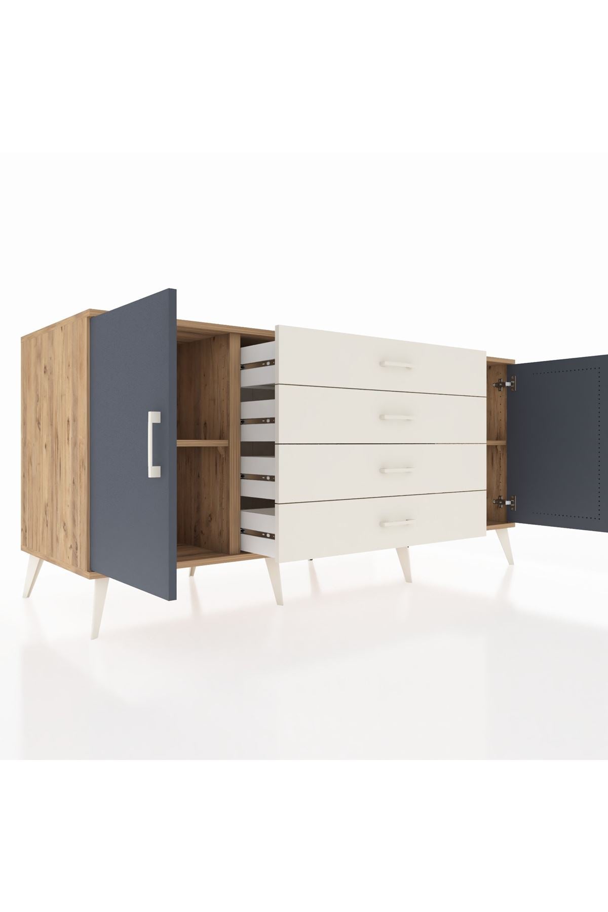 Kronos Konsol 2 Raflı 4 Çekmeceli 2 Kapaklı 176x59x83 - S610M001V25C