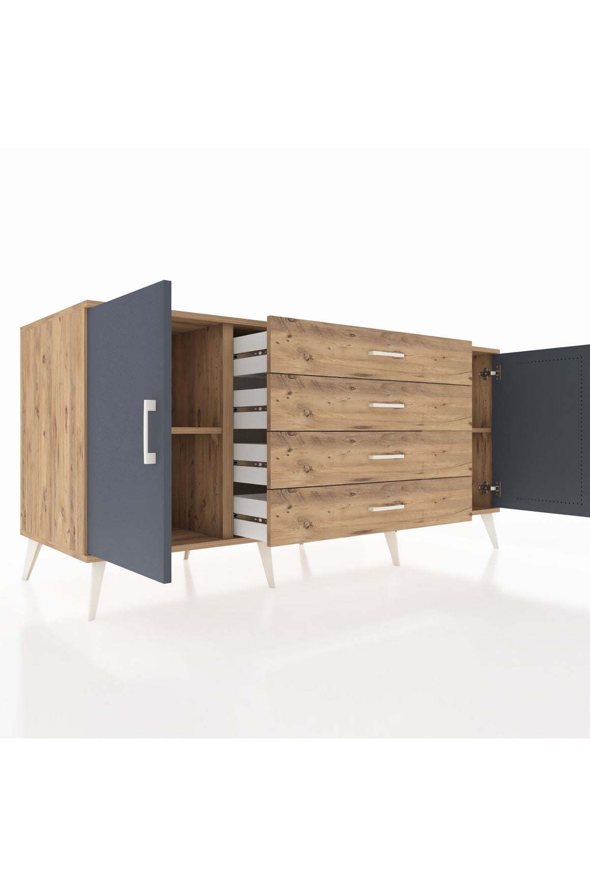 Kronos Konsol 2 Raflı 4 Çekmeceli 2 Kapaklı 176x59x83 - S610M001V27C