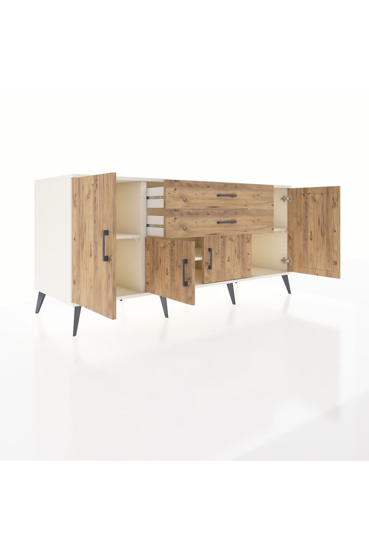 Kronos Konsol 3 Raflı 2 Çekmeceli 4 Kapaklı 176x59x83 - S610M002V03C