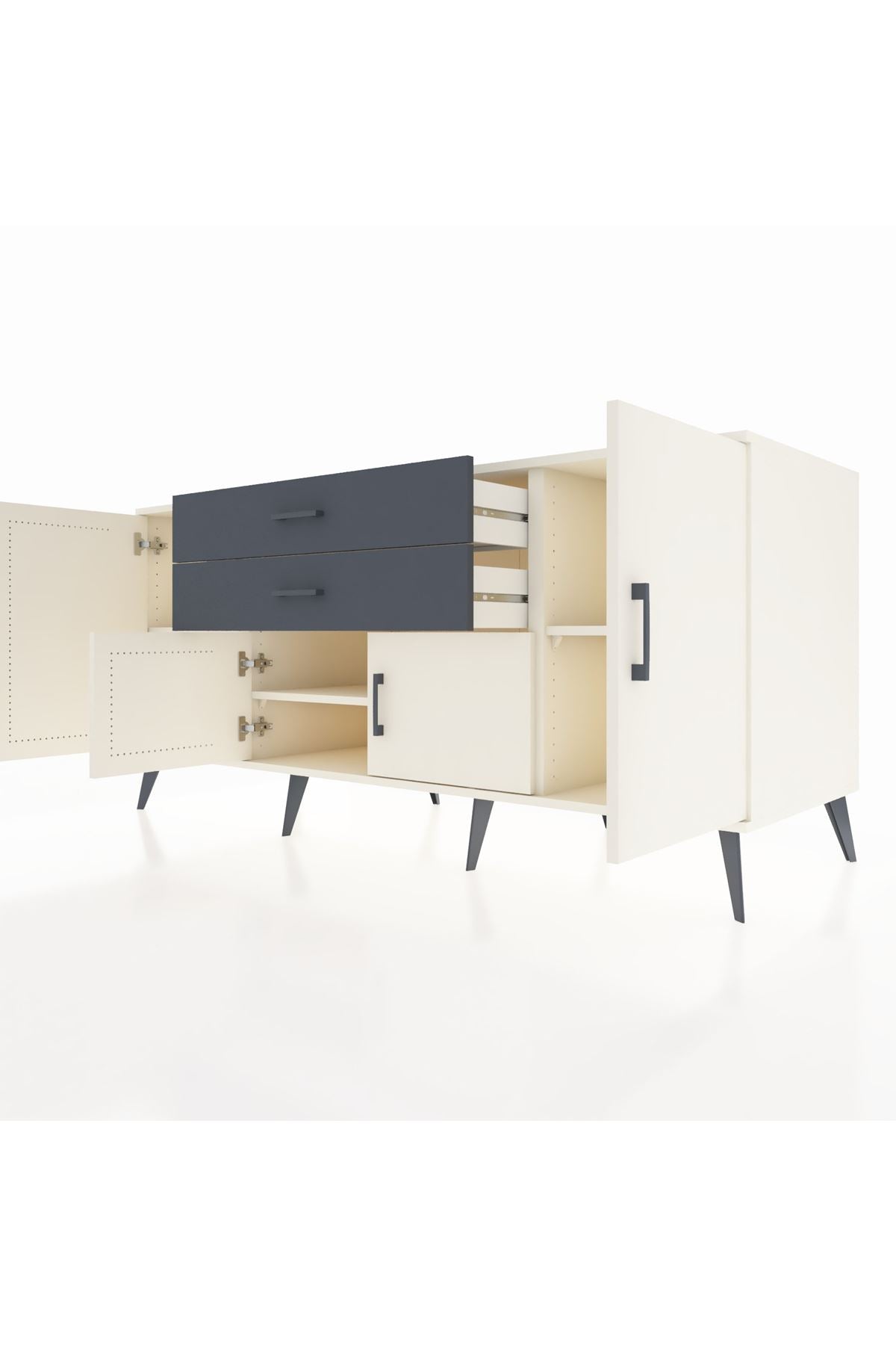 Kronos Konsol 3 Raflı 2 Çekmeceli 4 Kapaklı 176x59x83 - S610M002V05C