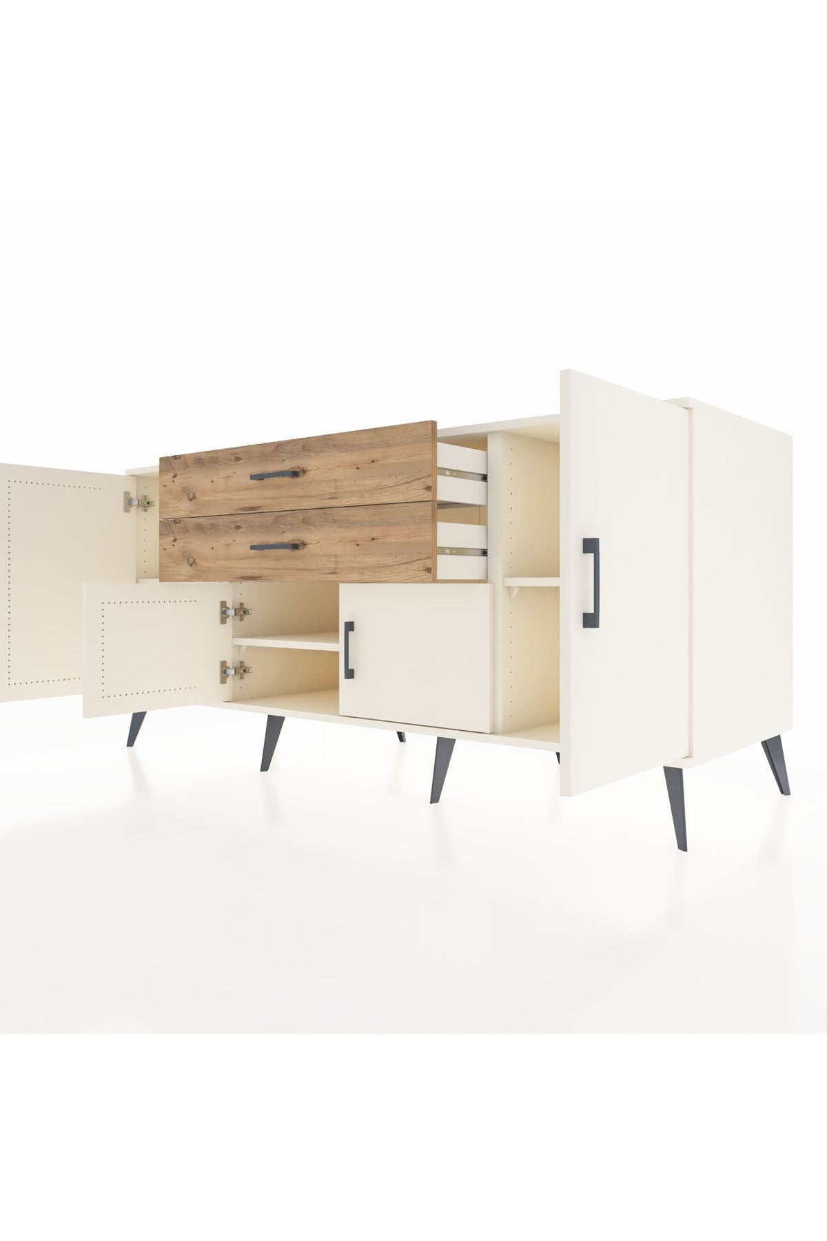 Kronos Konsol 3 Raflı 2 Çekmeceli 4 Kapaklı 176x59x83 - S610M002V06C