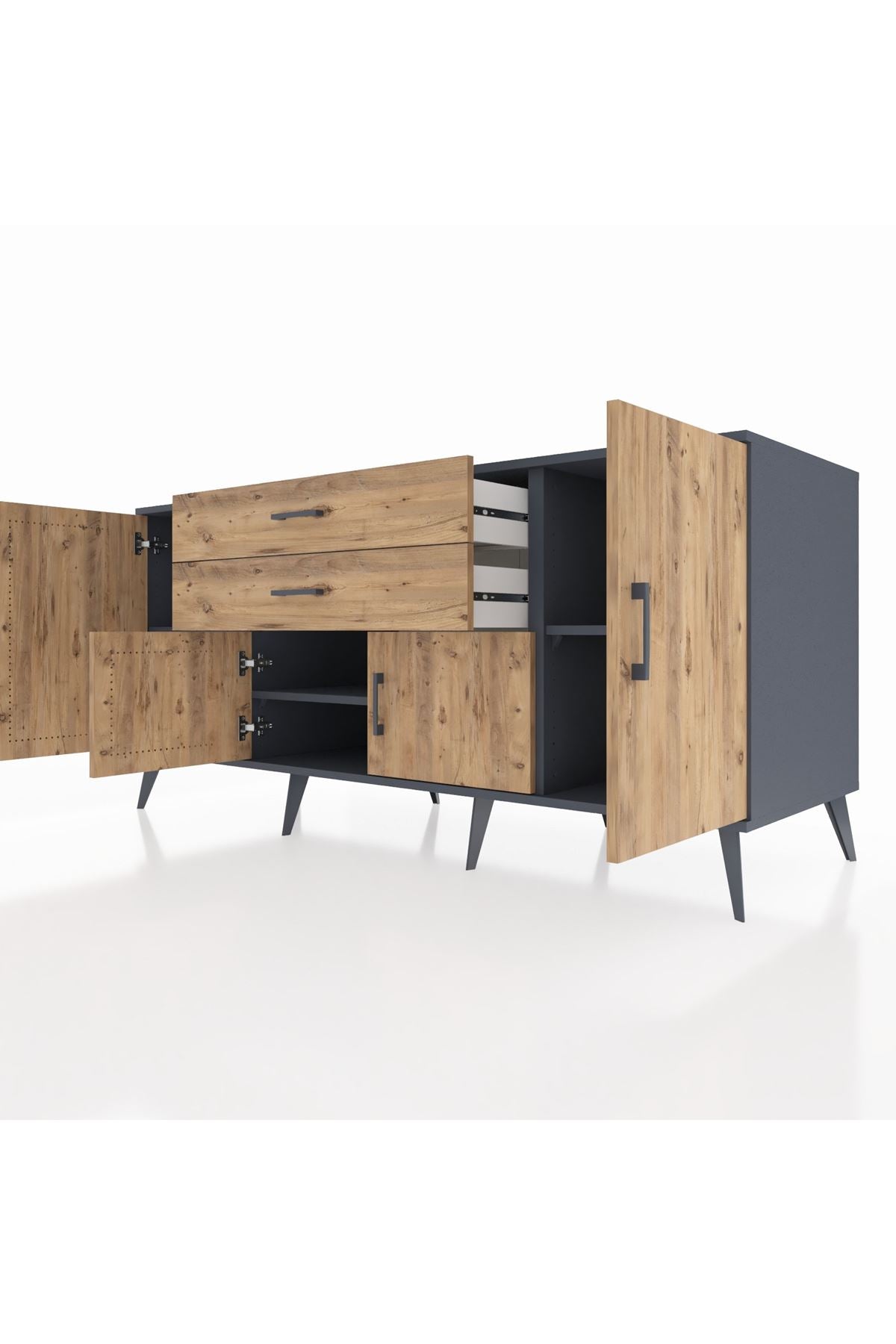 Kronos Konsol 3 Raflı 2 Çekmeceli 4 Kapaklı 176x59x83 - S610M002V12C