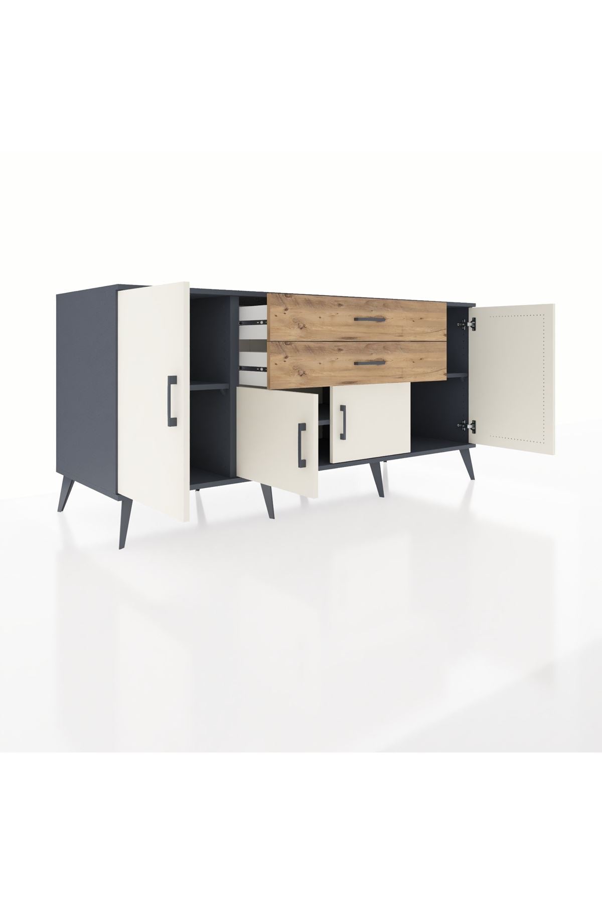 Kronos Konsol 3 Raflı 2 Çekmeceli 4 Kapaklı 176x59x83 - S610M002V15C
