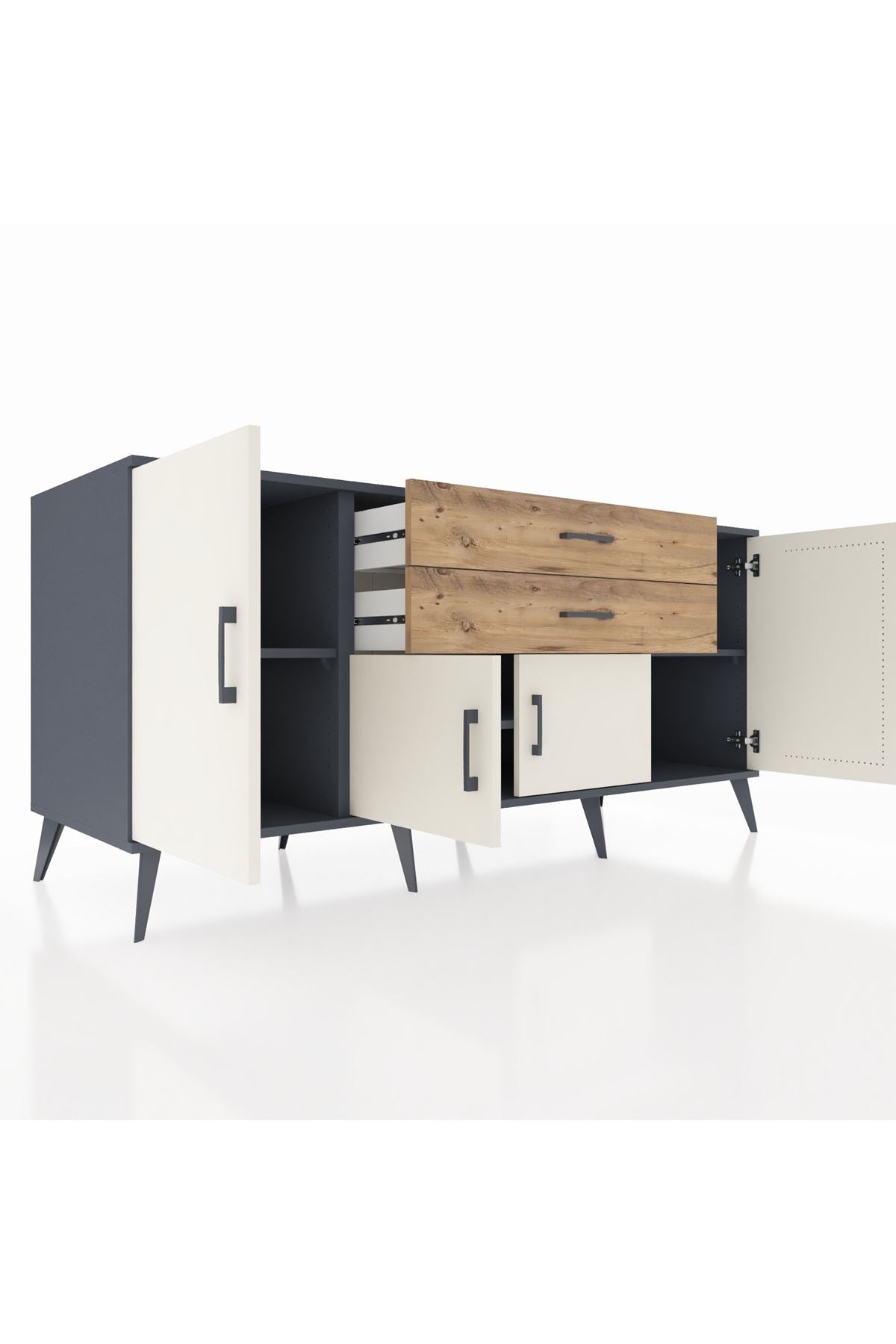 Kronos Konsol 3 Raflı 2 Çekmeceli 4 Kapaklı 176x59x83 - S610M002V15C