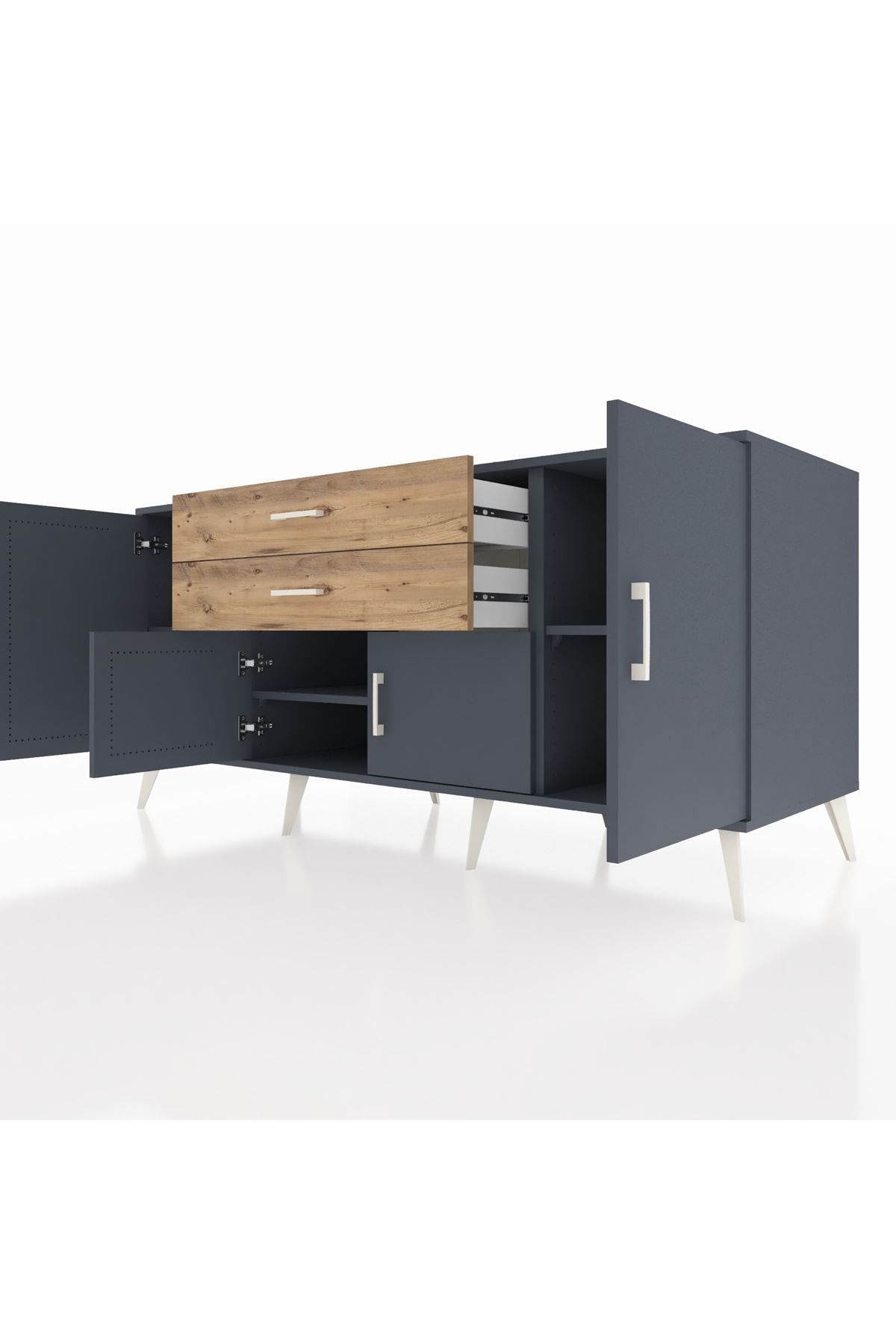 Kronos Konsol 3 Raflı 2 Çekmeceli 4 Kapaklı 176x59x83 - S610M002V18C