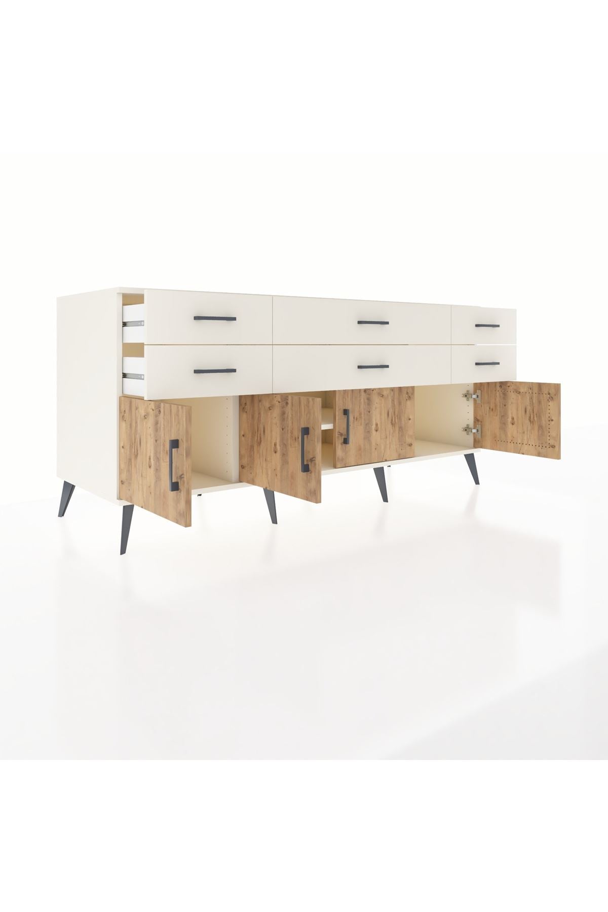 Kronos Konsol 2 Raflı 6 Çekmeceli 4 Kapaklı 176x59x83 - S610M003V01C