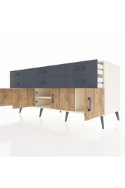 Kronos Konsol 2 Raflı 6 Çekmeceli 4 Kapaklı 176x59x83 - S610M003V02C