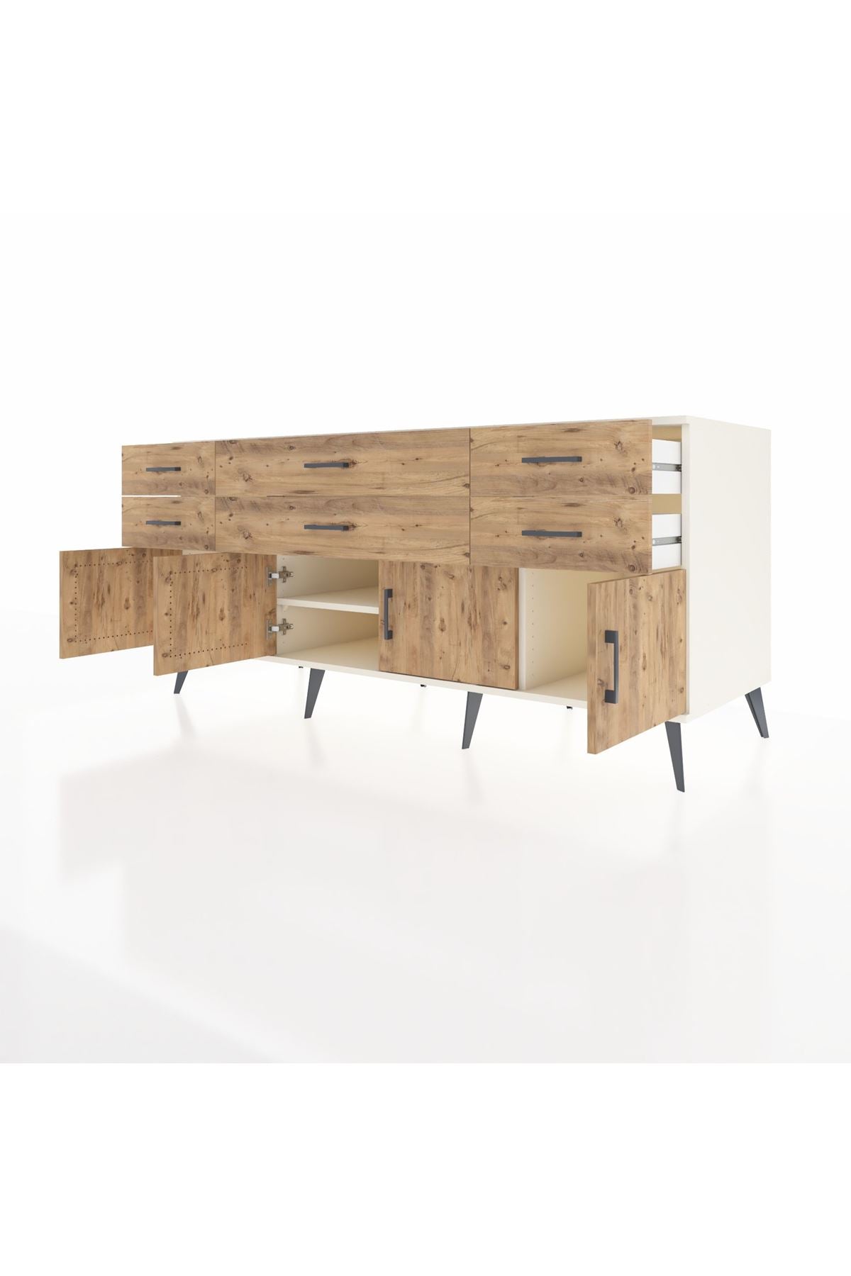 Kronos Konsol 2 Raflı 6 Çekmeceli 4 Kapaklı 176x59x83 - S610M003V03C