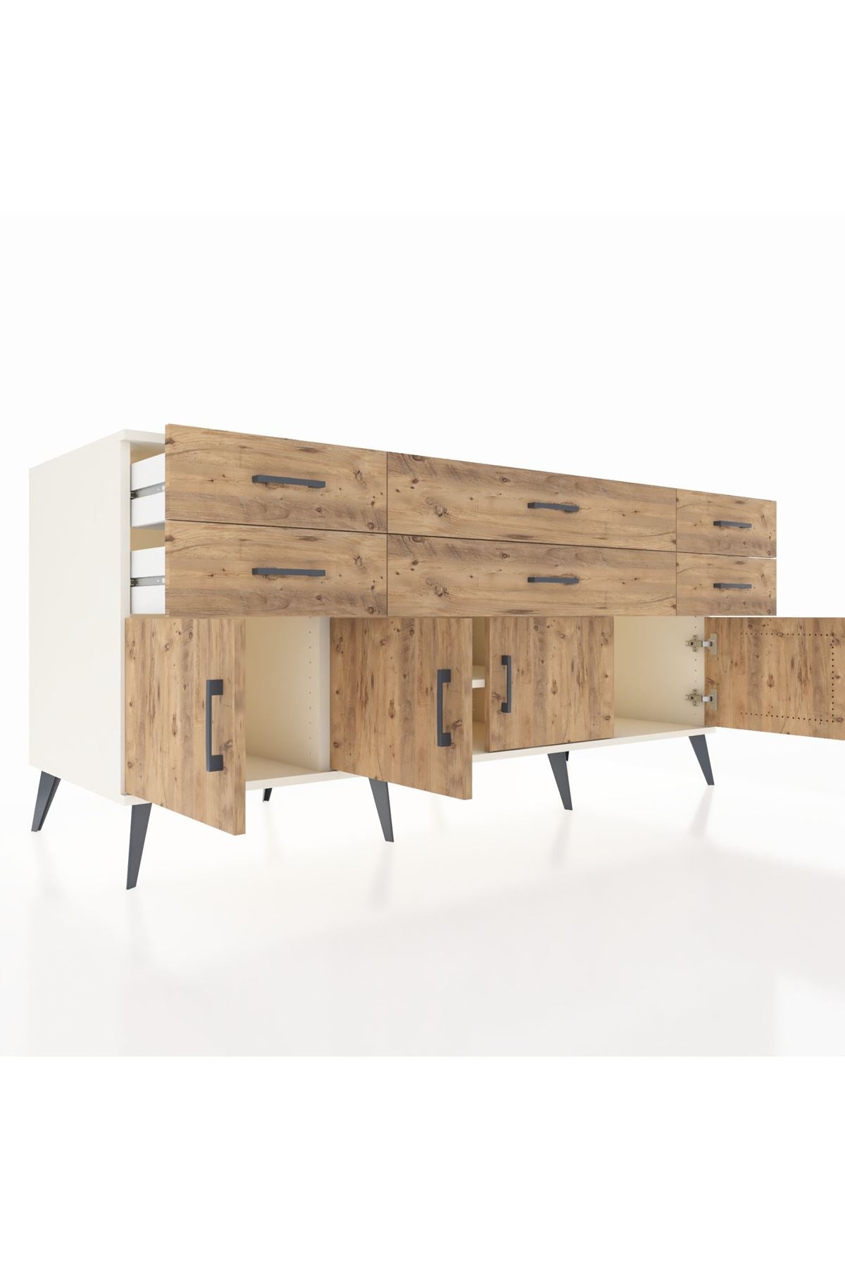 Kronos Konsol 2 Raflı 6 Çekmeceli 4 Kapaklı 176x59x83 - S610M003V03C