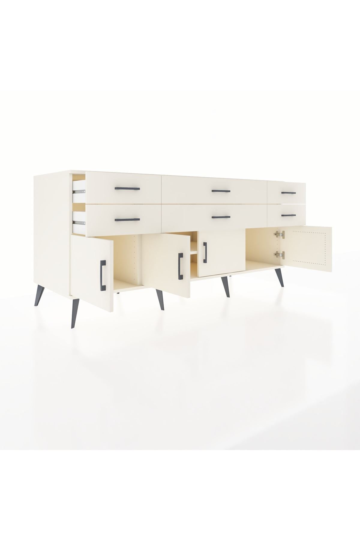 Kronos Konsol 2 Raflı 6 Çekmeceli 4 Kapaklı 176x59x83 - S610M003V04C