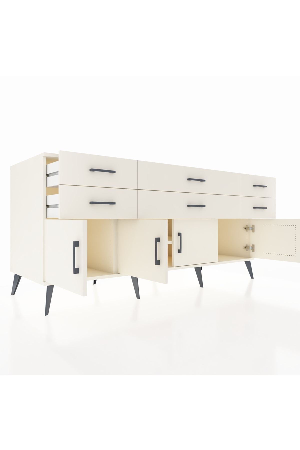 Kronos Konsol 2 Raflı 6 Çekmeceli 4 Kapaklı 176x59x83 - S610M003V04C