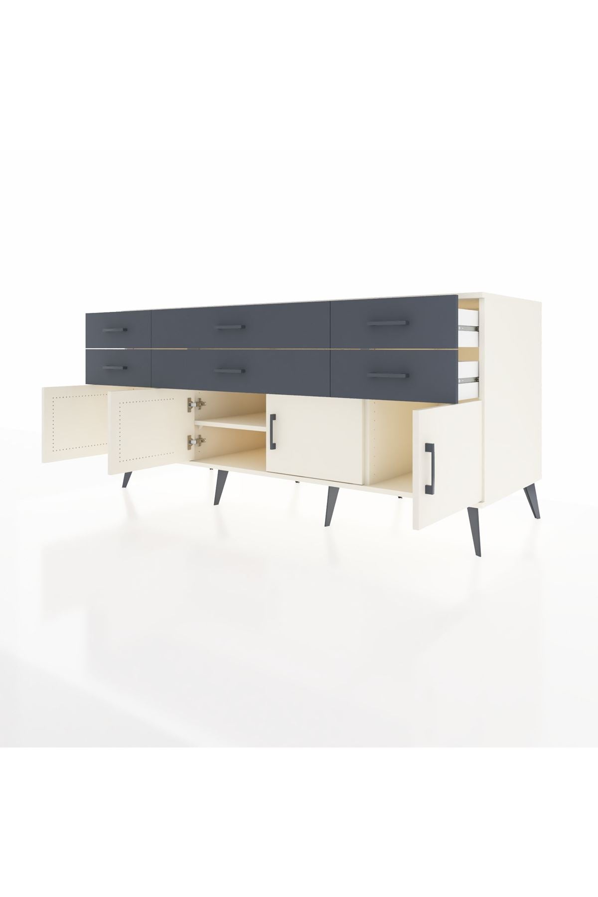 Kronos Konsol 2 Raflı 6 Çekmeceli 4 Kapaklı 176x59x83 - S610M003V05C