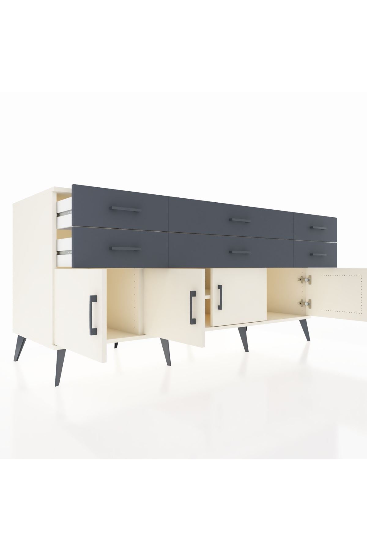 Kronos Konsol 2 Raflı 6 Çekmeceli 4 Kapaklı 176x59x83 - S610M003V05C
