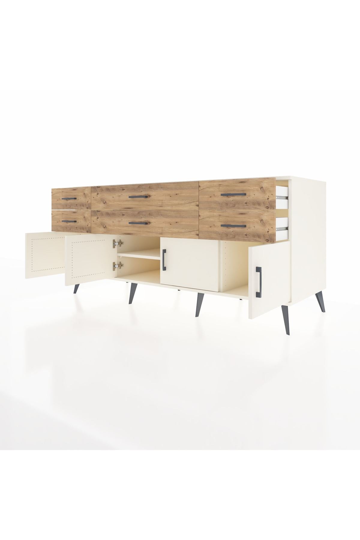Kronos Konsol 2 Raflı 6 Çekmeceli 4 Kapaklı 176x59x83 - S610M003V06C