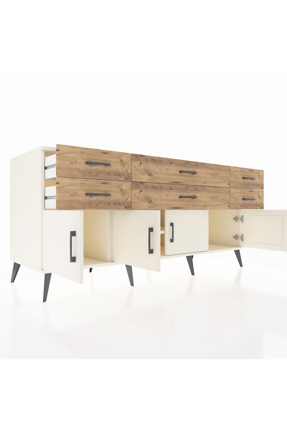 Kronos Konsol 2 Raflı 6 Çekmeceli 4 Kapaklı 176x59x83 - S610M003V06C