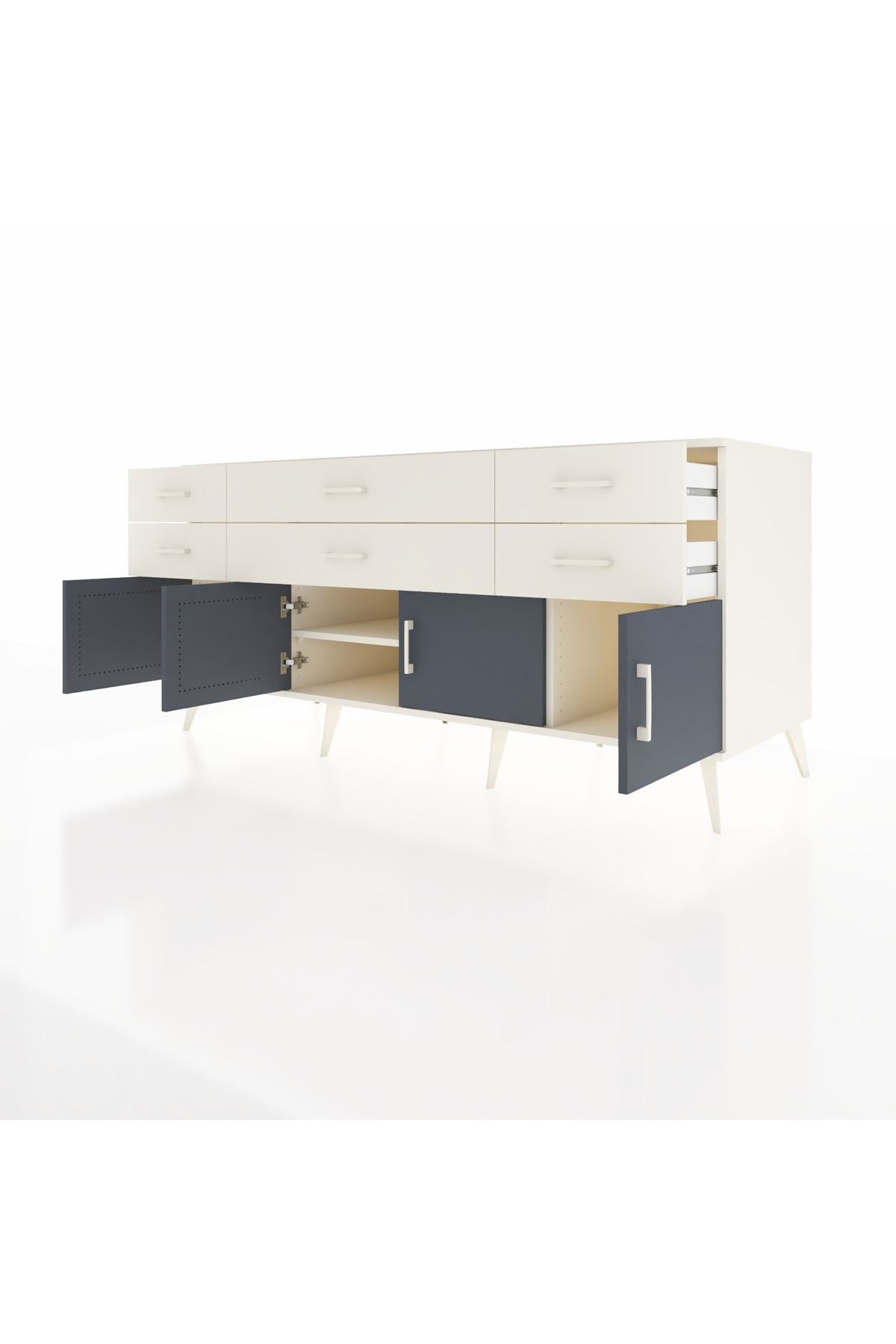 Kronos Konsol 2 Raflı 6 Çekmeceli 4 Kapaklı 176x59x83 - S610M003V07C