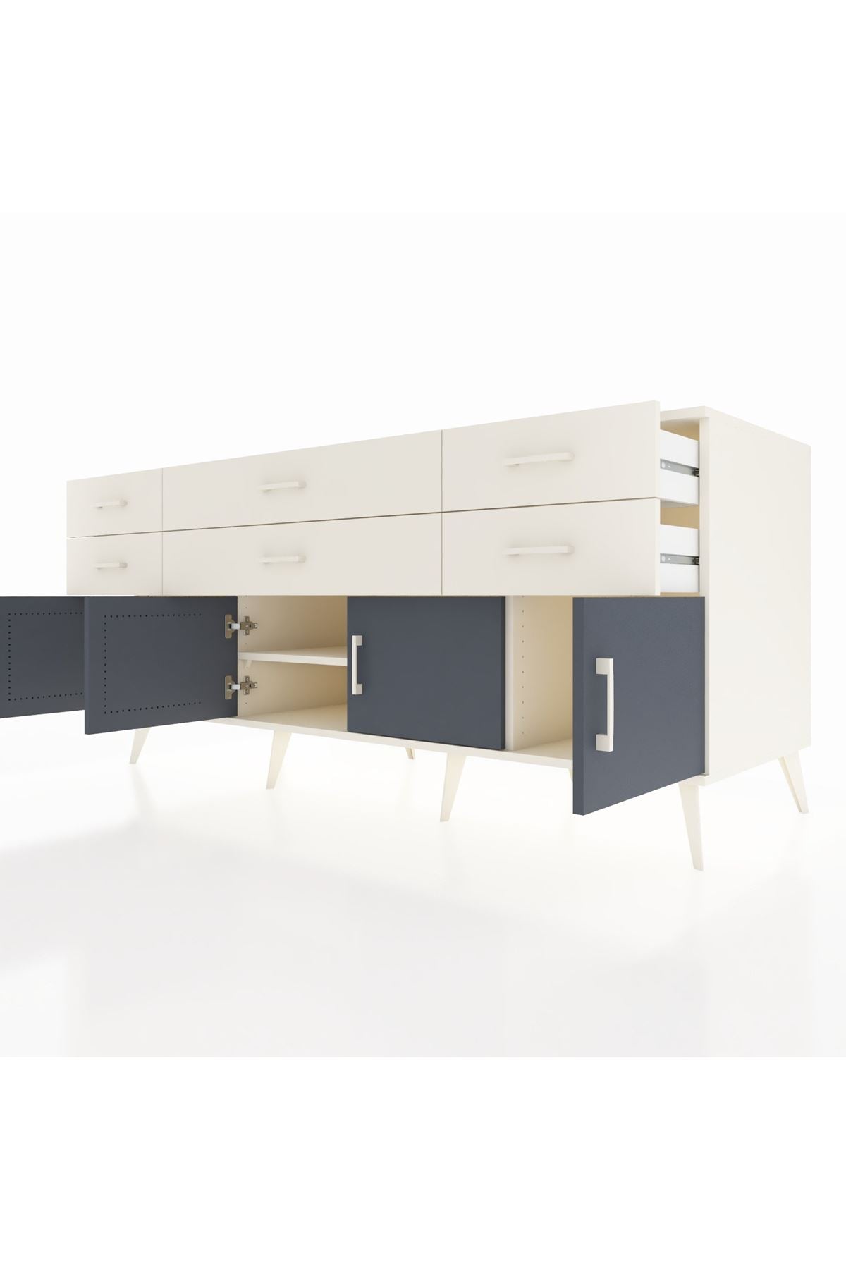 Kronos Konsol 2 Raflı 6 Çekmeceli 4 Kapaklı 176x59x83 - S610M003V07C