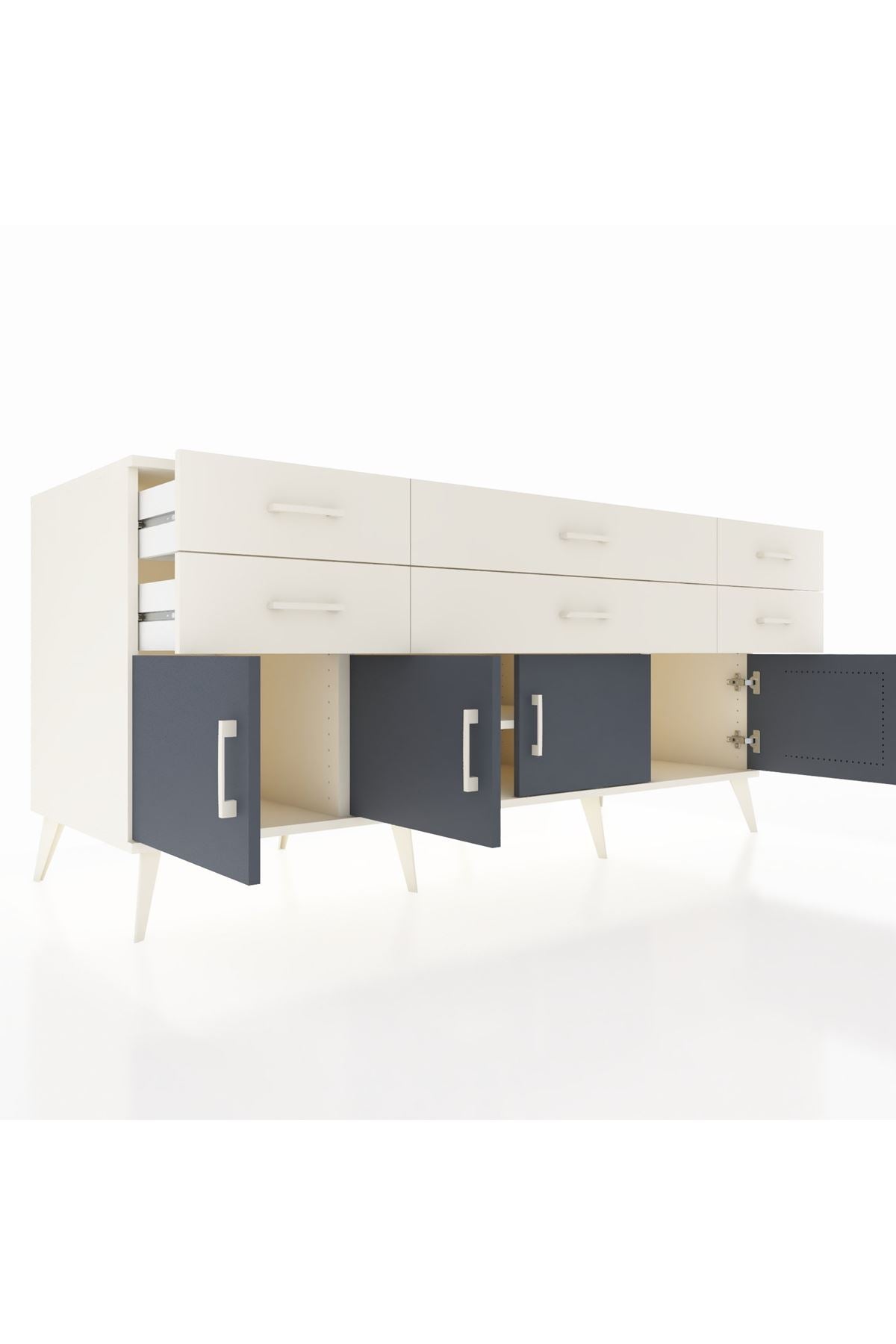 Kronos Konsol 2 Raflı 6 Çekmeceli 4 Kapaklı 176x59x83 - S610M003V07C