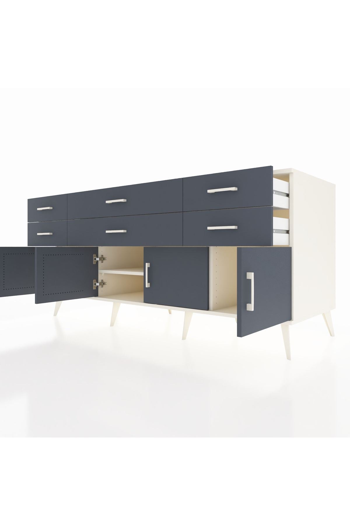Kronos Konsol 2 Raflı 6 Çekmeceli 4 Kapaklı 176x59x83 - S610M003V08C