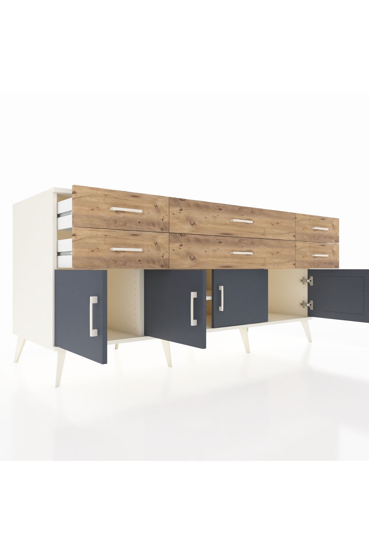 Kronos Konsol 2 Raflı 6 Çekmeceli 4 Kapaklı 176x59x83 - S610M003V09C