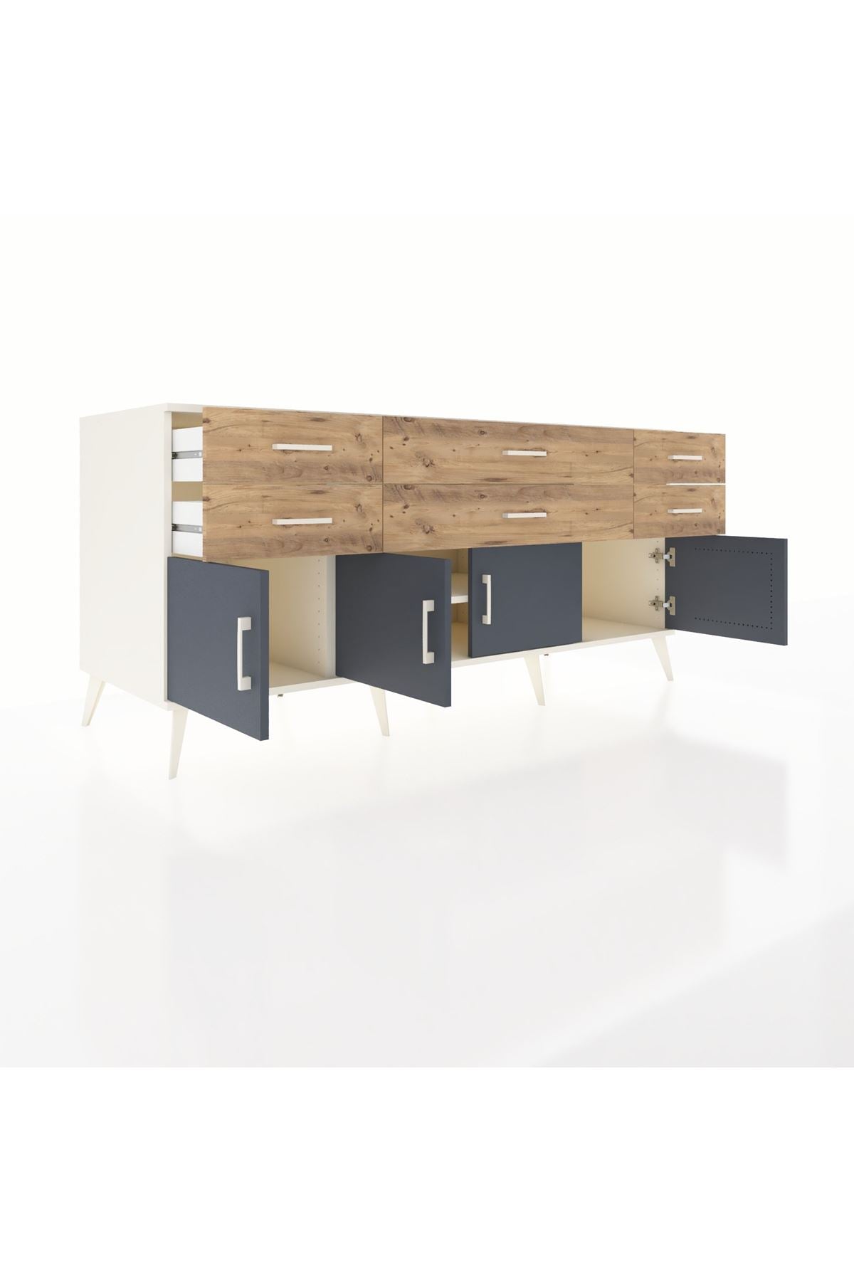 Kronos Konsol 2 Raflı 6 Çekmeceli 4 Kapaklı 176x59x83 - S610M003V09C