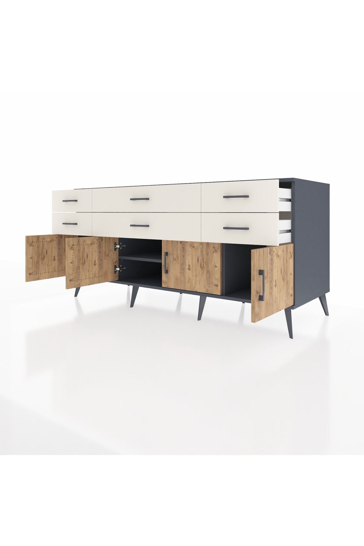 Kronos Konsol 2 Raflı 6 Çekmeceli 4 Kapaklı 176x59x83 - S610M003V10C