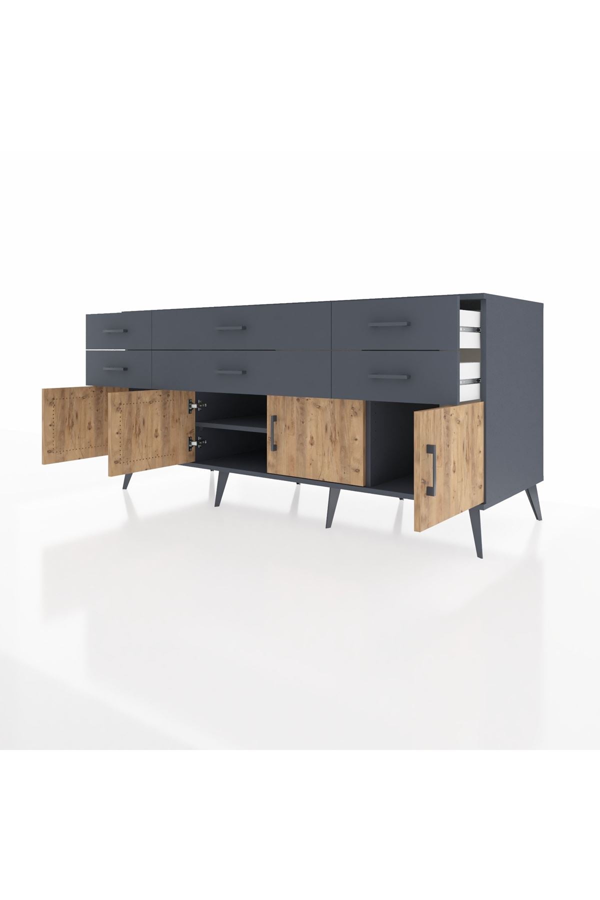 Kronos Konsol 2 Raflı 6 Çekmeceli 4 Kapaklı 176x59x83 - S610M003V11C