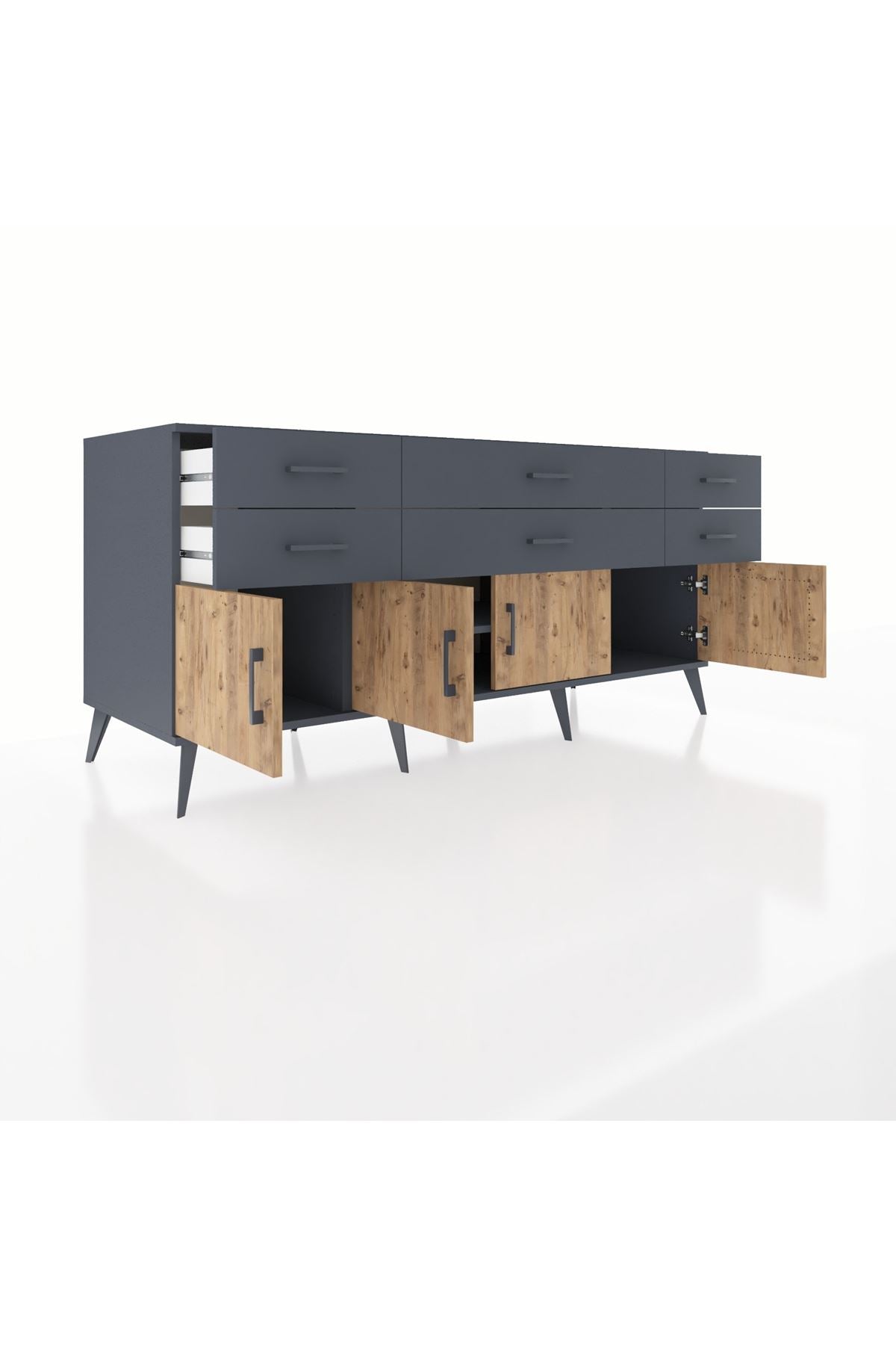 Kronos Konsol 2 Raflı 6 Çekmeceli 4 Kapaklı 176x59x83 - S610M003V11C