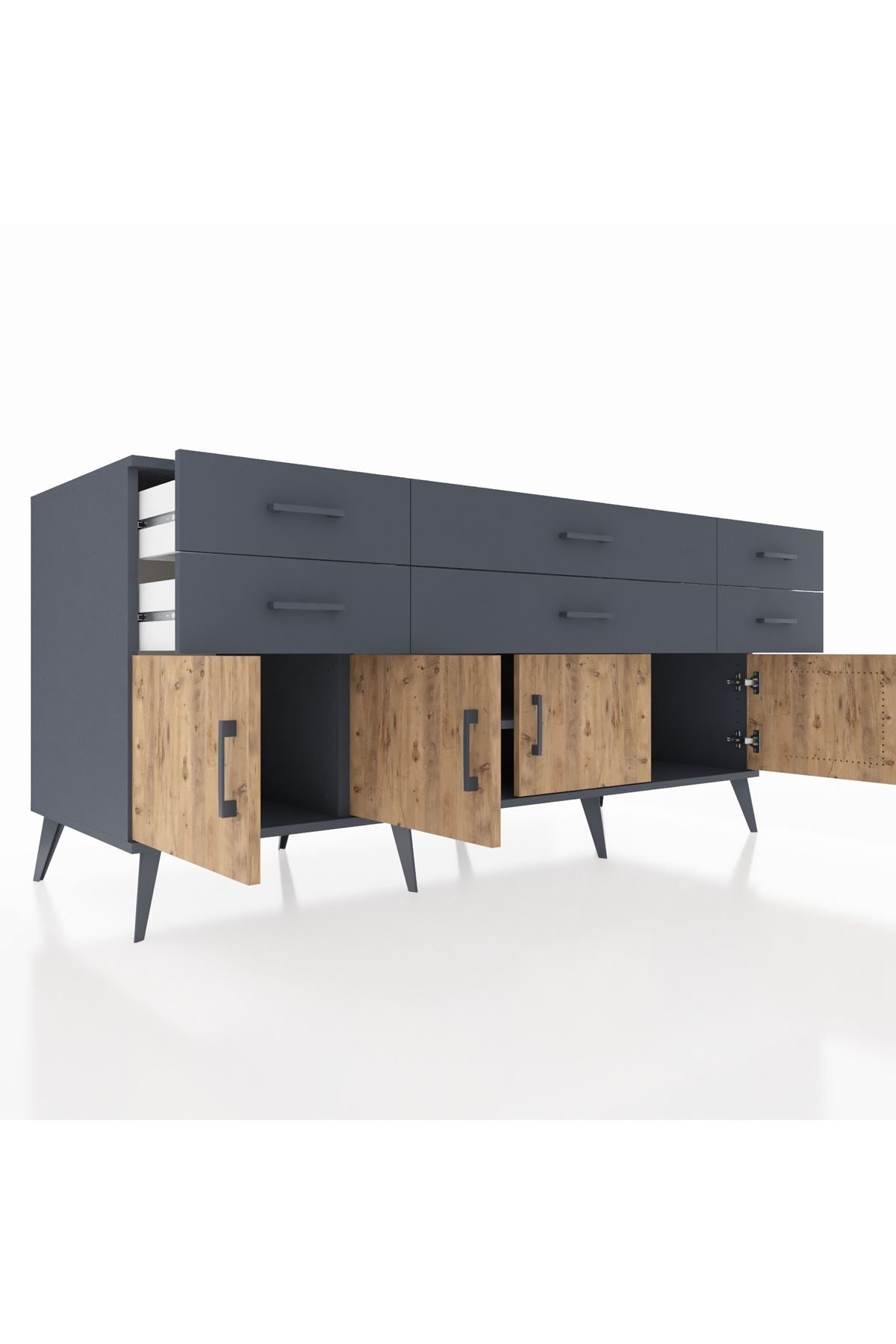 Kronos Konsol 2 Raflı 6 Çekmeceli 4 Kapaklı 176x59x83 - S610M003V11C