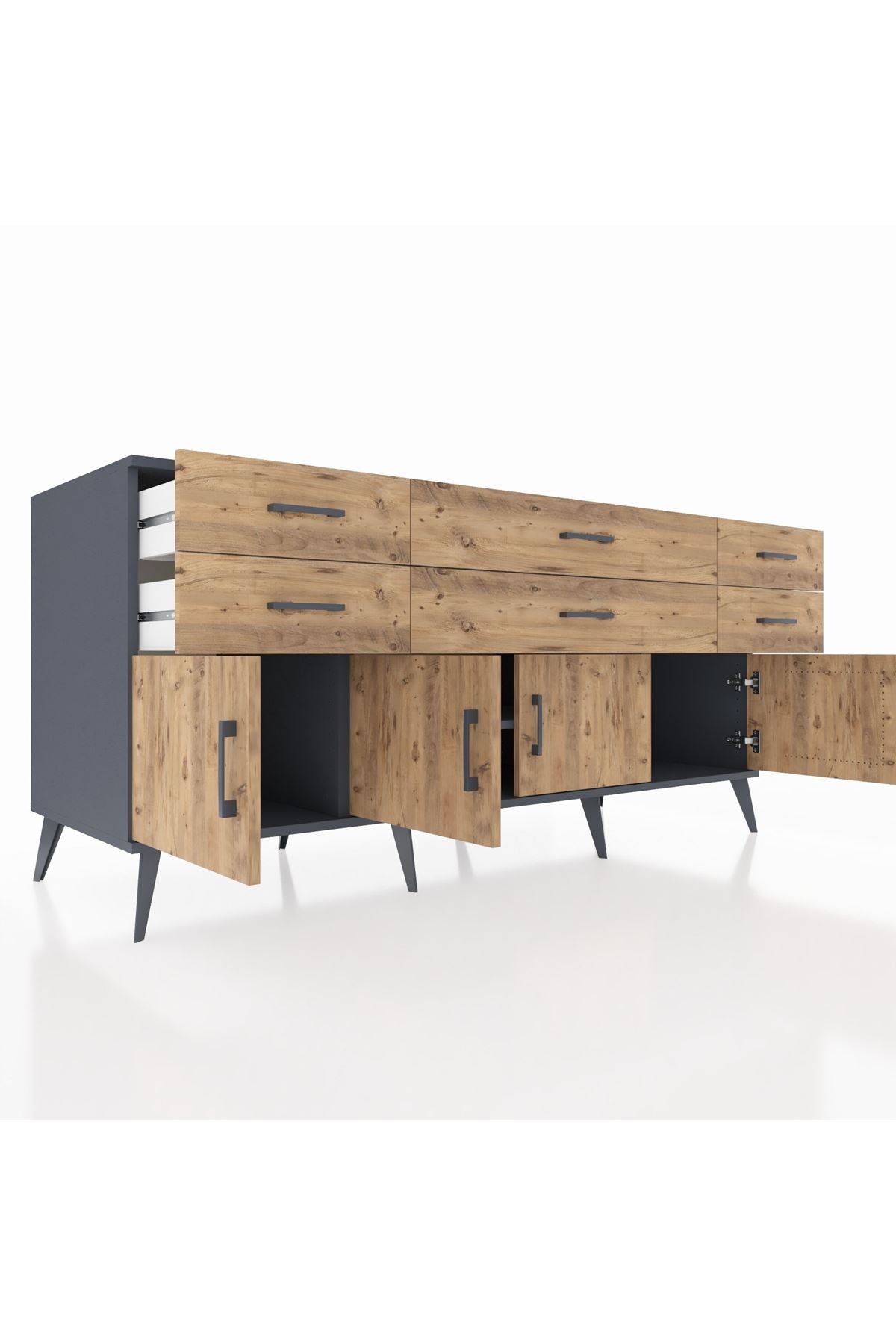 Kronos Konsol 2 Raflı 6 Çekmeceli 4 Kapaklı 176x59x83 - S610M003V12C