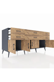 Kronos Konsol 2 Raflı 6 Çekmeceli 4 Kapaklı 176x59x83 - S610M003V12C