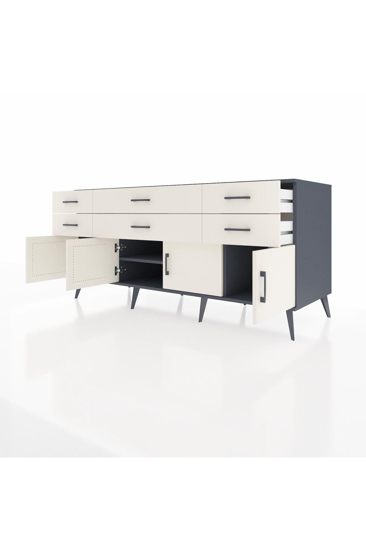 Kronos Konsol 2 Raflı 6 Çekmeceli 4 Kapaklı 176x59x83 - S610M003V13C