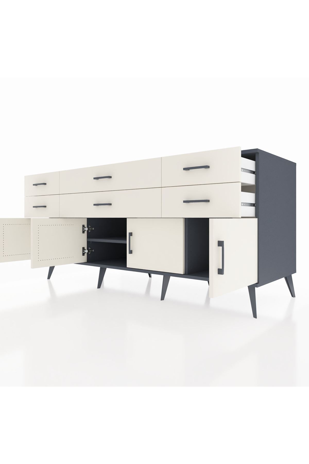 Kronos Konsol 2 Raflı 6 Çekmeceli 4 Kapaklı 176x59x83 - S610M003V13C