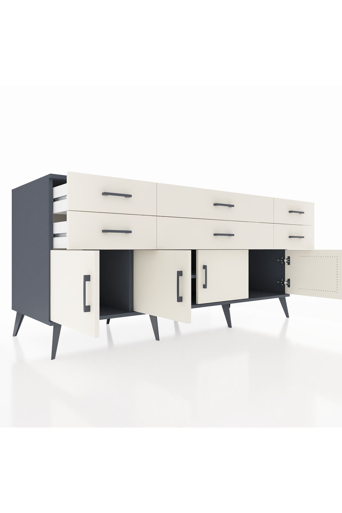 Kronos Konsol 2 Raflı 6 Çekmeceli 4 Kapaklı 176x59x83 - S610M003V13C