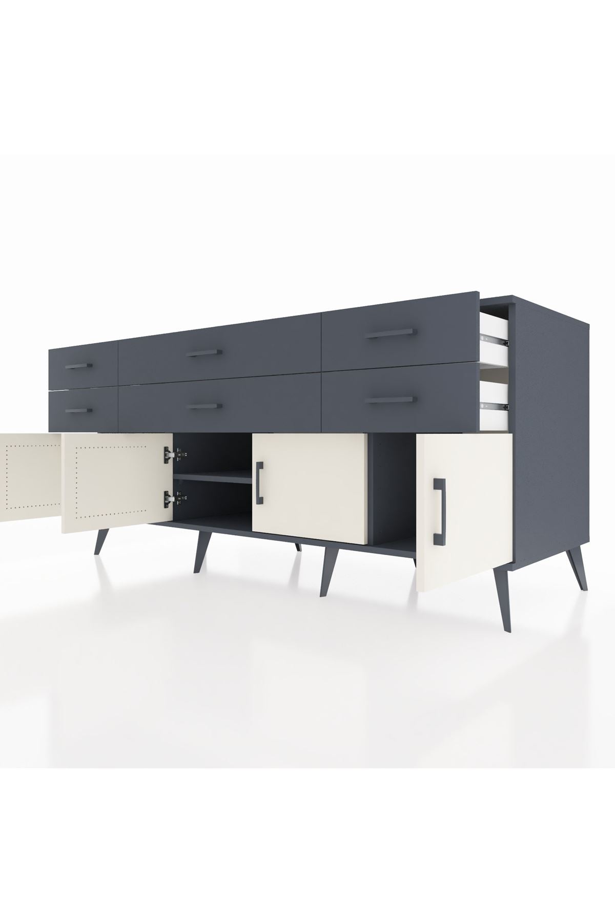 Kronos Konsol 2 Raflı 6 Çekmeceli 4 Kapaklı 176x59x83 - S610M003V14C