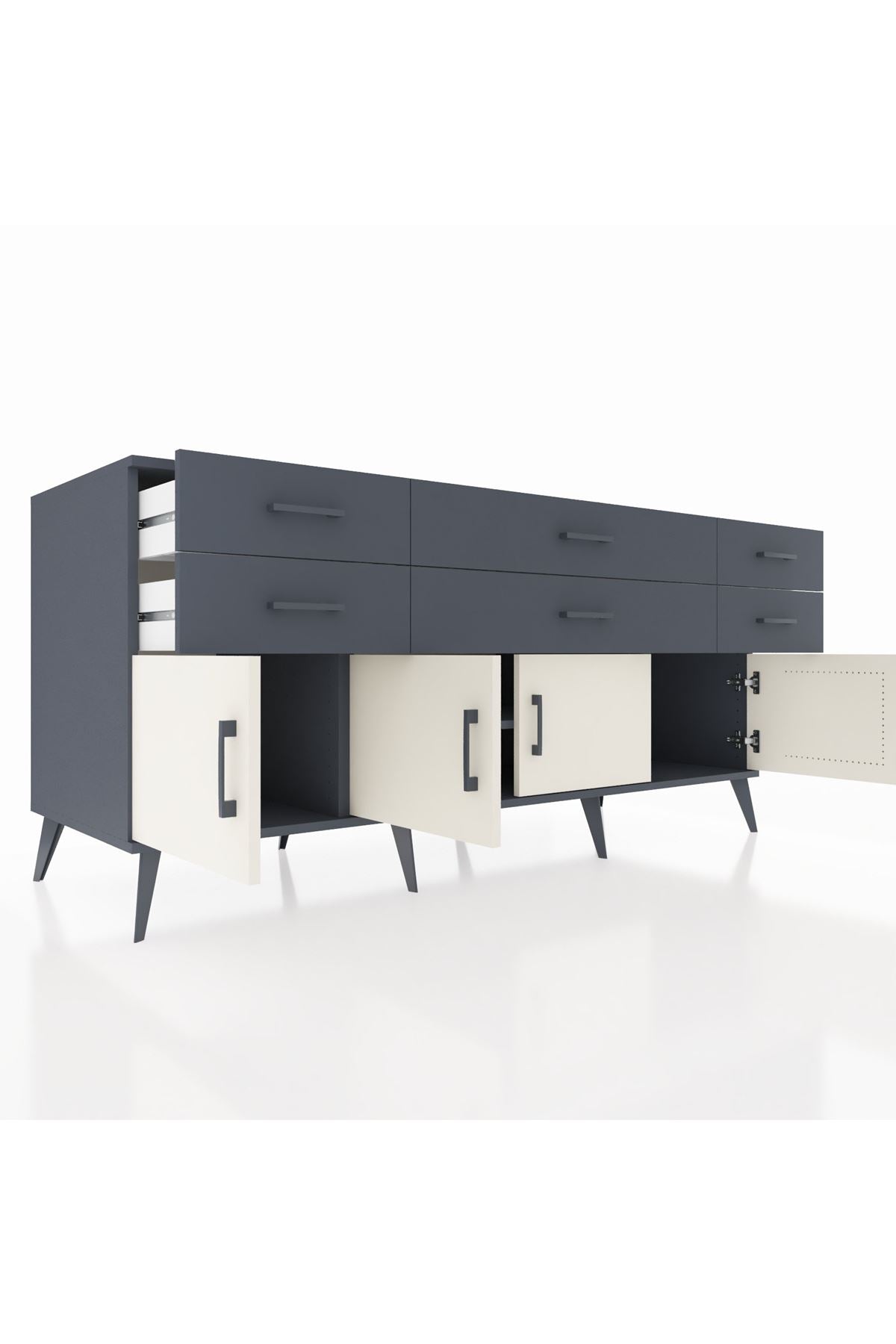 Kronos Konsol 2 Raflı 6 Çekmeceli 4 Kapaklı 176x59x83 - S610M003V14C