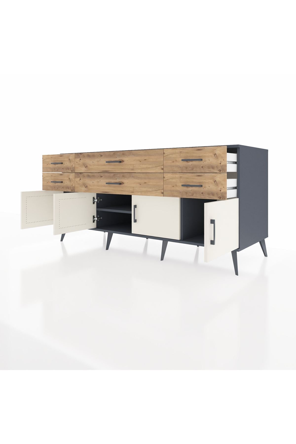 Kronos Konsol 2 Raflı 6 Çekmeceli 4 Kapaklı 176x59x83 - S610M003V15C