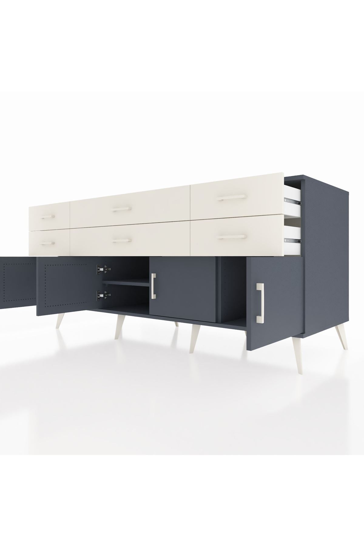 Kronos Konsol 2 Raflı 6 Çekmeceli 4 Kapaklı 176x59x83 - S610M003V16C