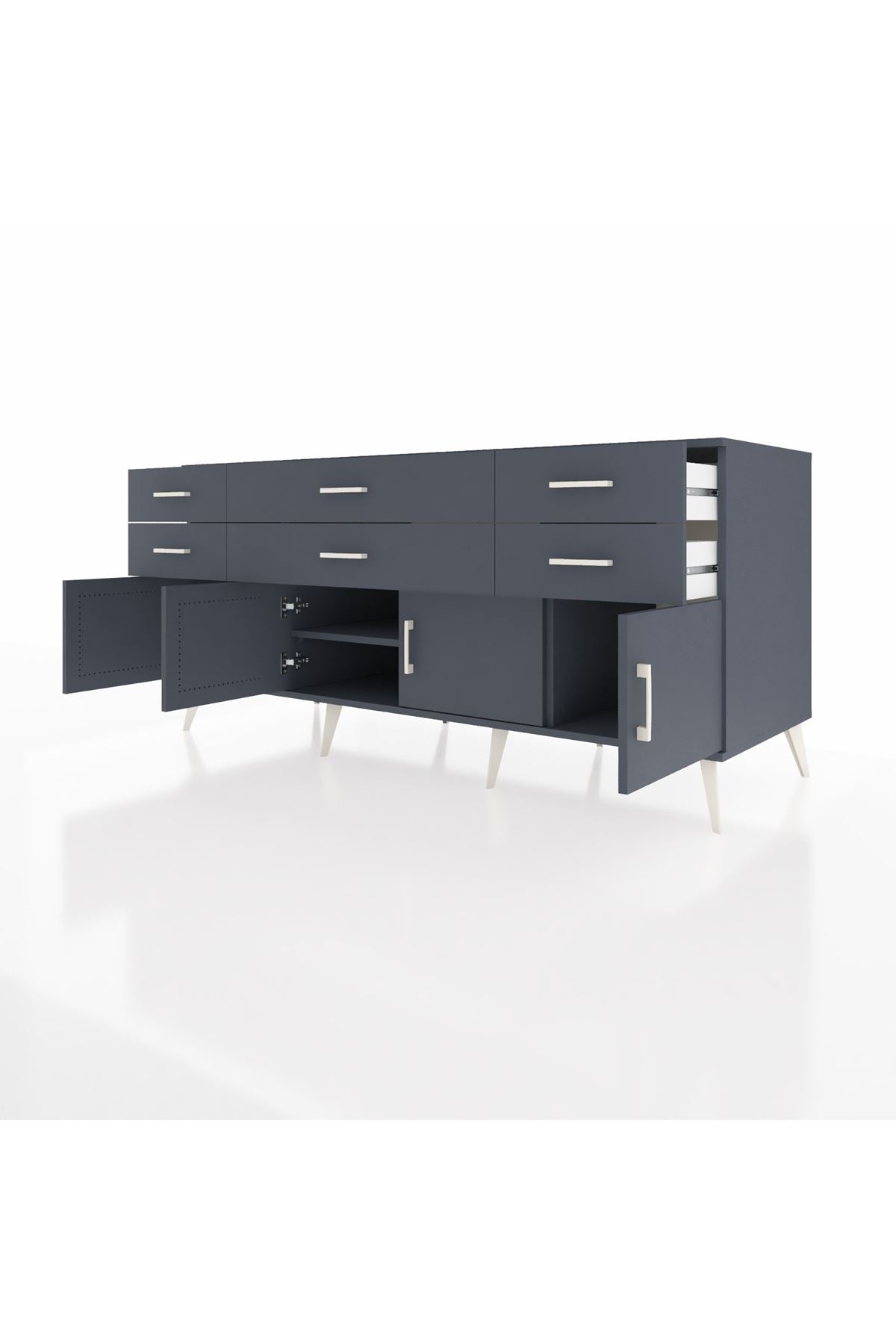 Kronos Konsol 2 Raflı 6 Çekmeceli 4 Kapaklı 176x59x83 - S610M003V17C